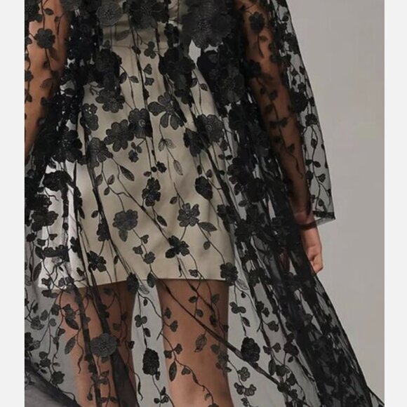 NWT Anthropologie Maeve Floral Sheer Kimono BLACK OS one size S M L XS XL 2 4 6 - Picture 7 of 9